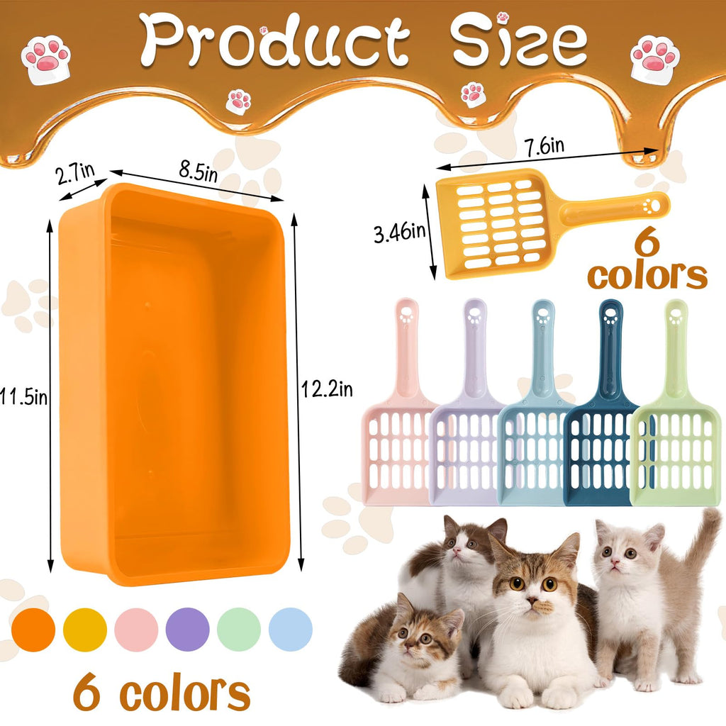 6 Pcs Plastic Kitten Litter Box Set with Scooper Q81750