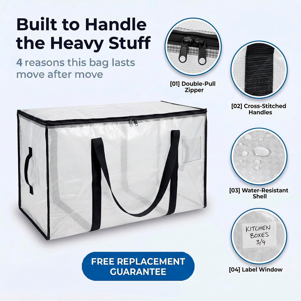 Heavy Duty Water Resistant Storage Bags with Backpack Straps 6 Pack K7152