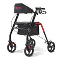 Foldable Lightweight Rolling Walker with Seat, 8" Wheels, 300 lb. Capacity, Red K852