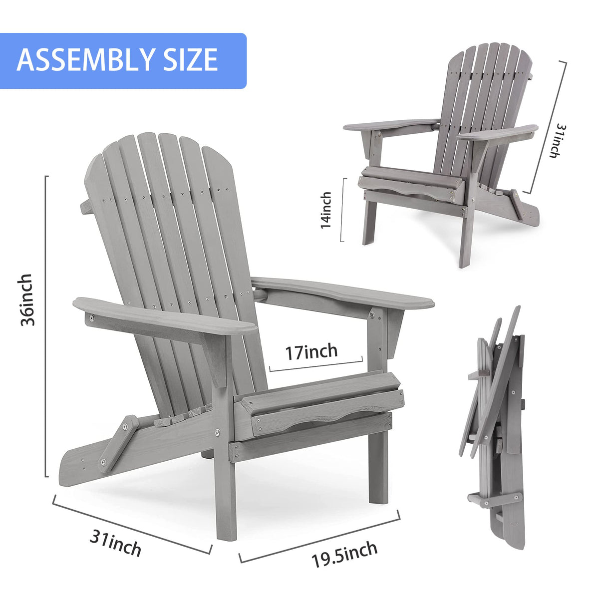 Solid Cedar Wood Adirondack Chairs Set of 2 G47384