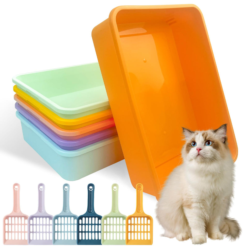 6 Pcs Plastic Kitten Litter Box Set with Scooper Q81750