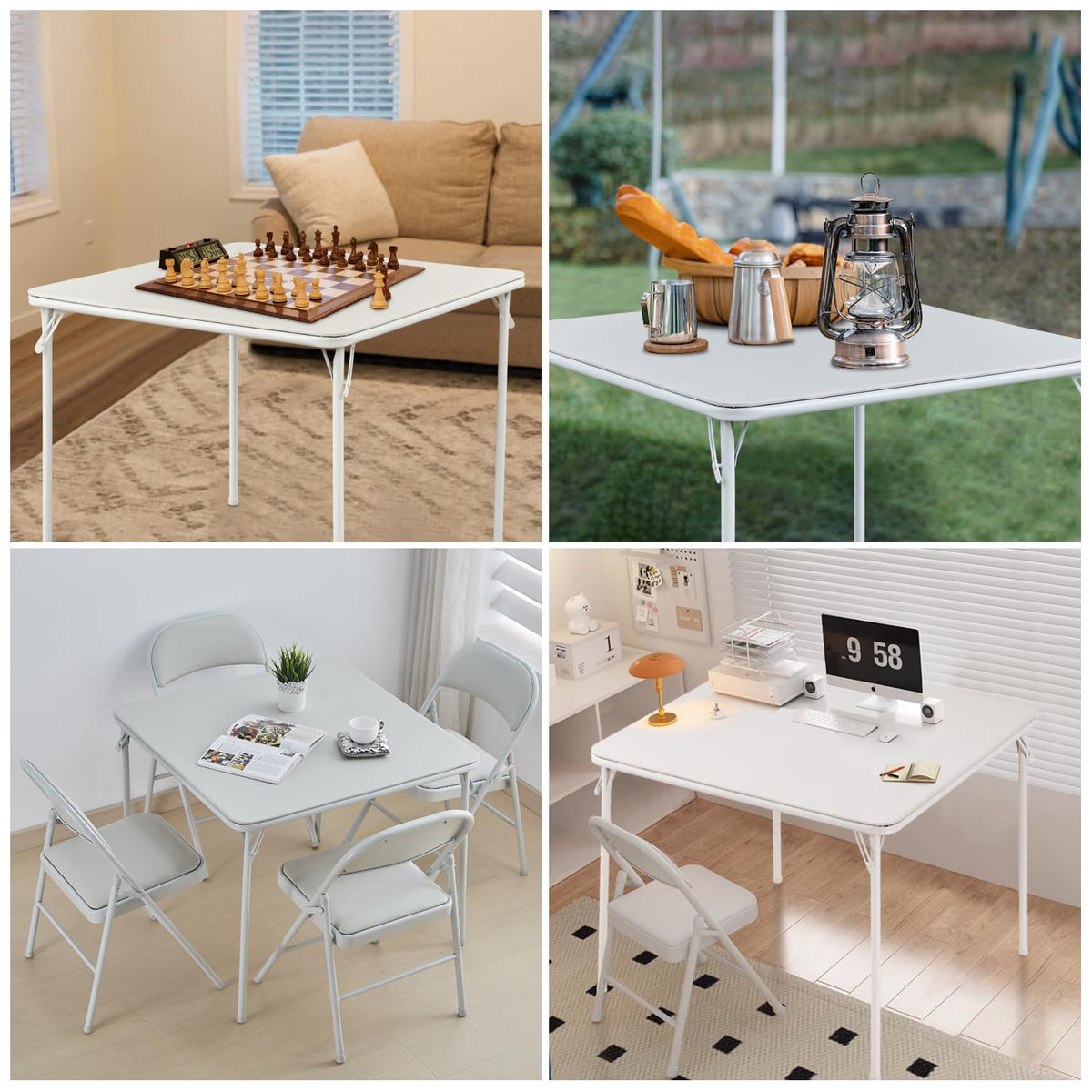 Square Folding Table with Collapsible Legs White S399