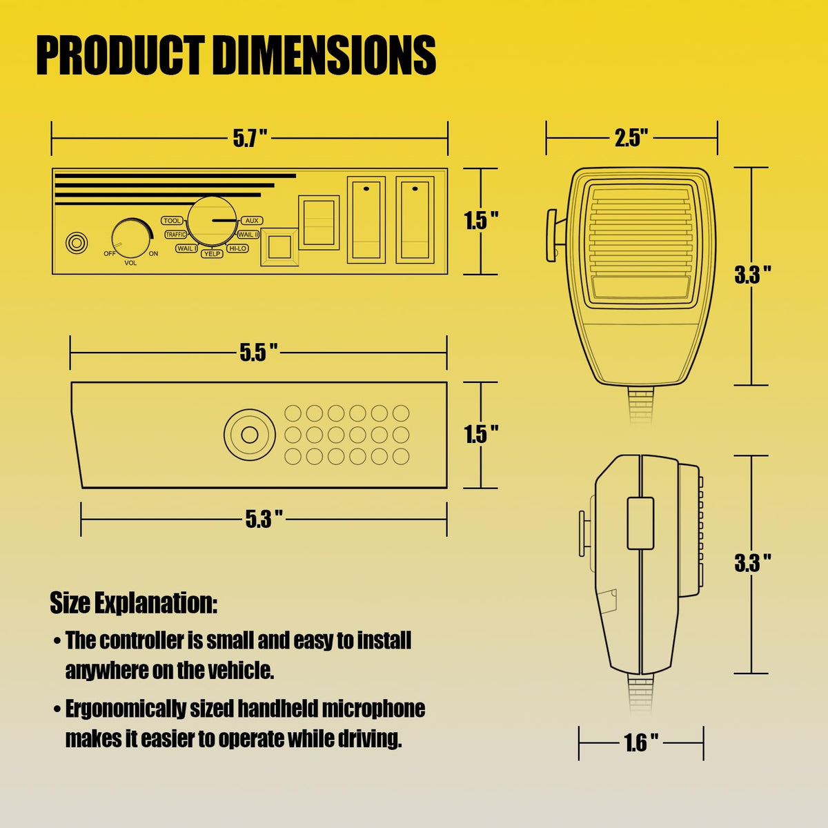 12V 400W 9 Tones Emergency Siren PA System with Microphone E549688
