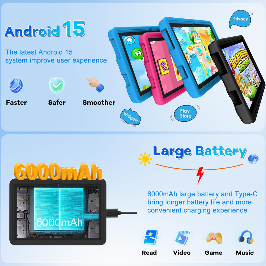10.1 Inch Kids Tablet 64GB ROM Octa-Core Anti-Blue Light Screen Black Z794