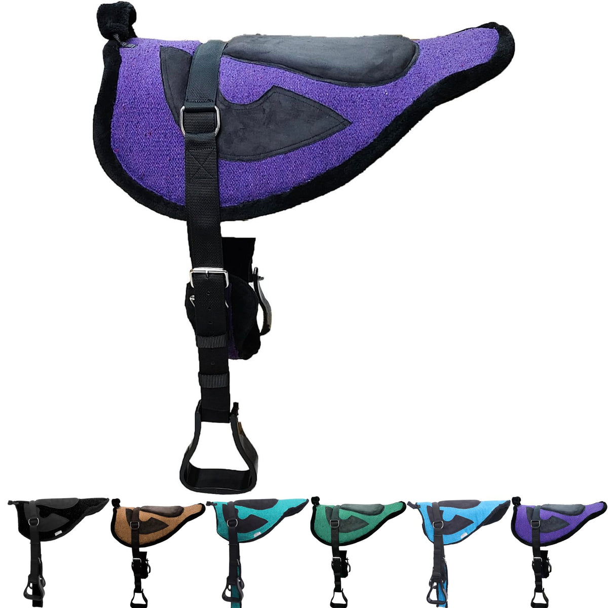 Suede Bareback Pad with Girth & Stirrups O756162