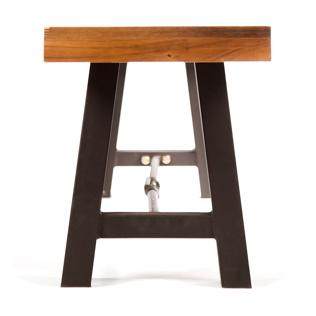Acacia Wood Outdoor Bench with Metal Accents Z54271