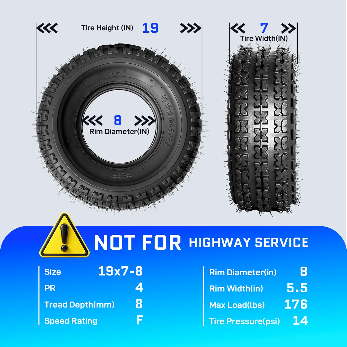 19x7-8 ATV UTV Tires Set of 2 P467435