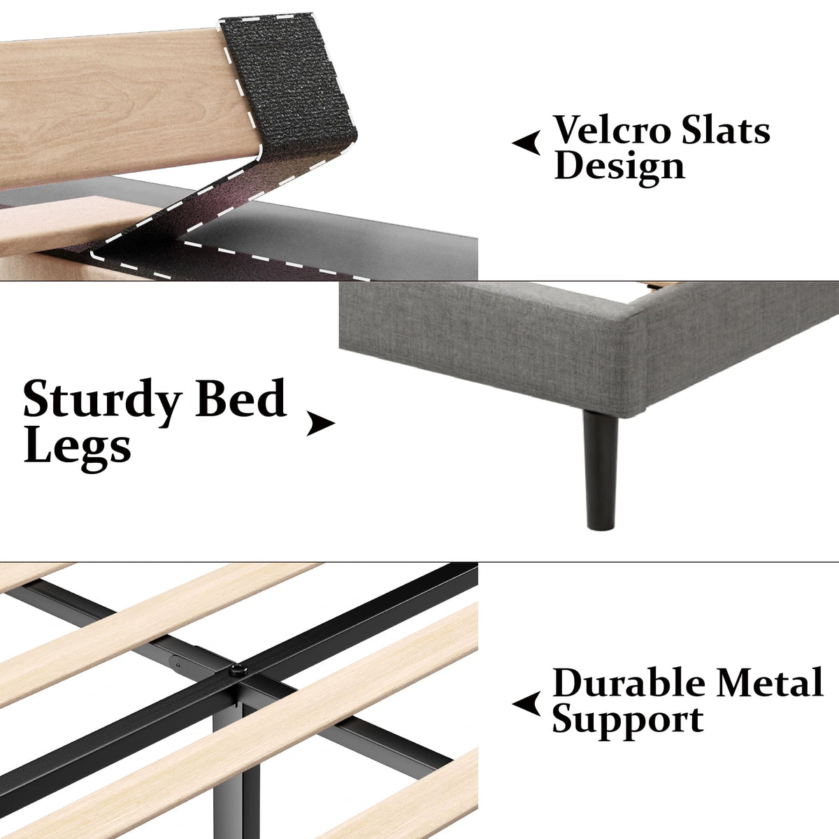 Queen Size Upholstered Platform Bed Frame with Wingback Headboard I52436