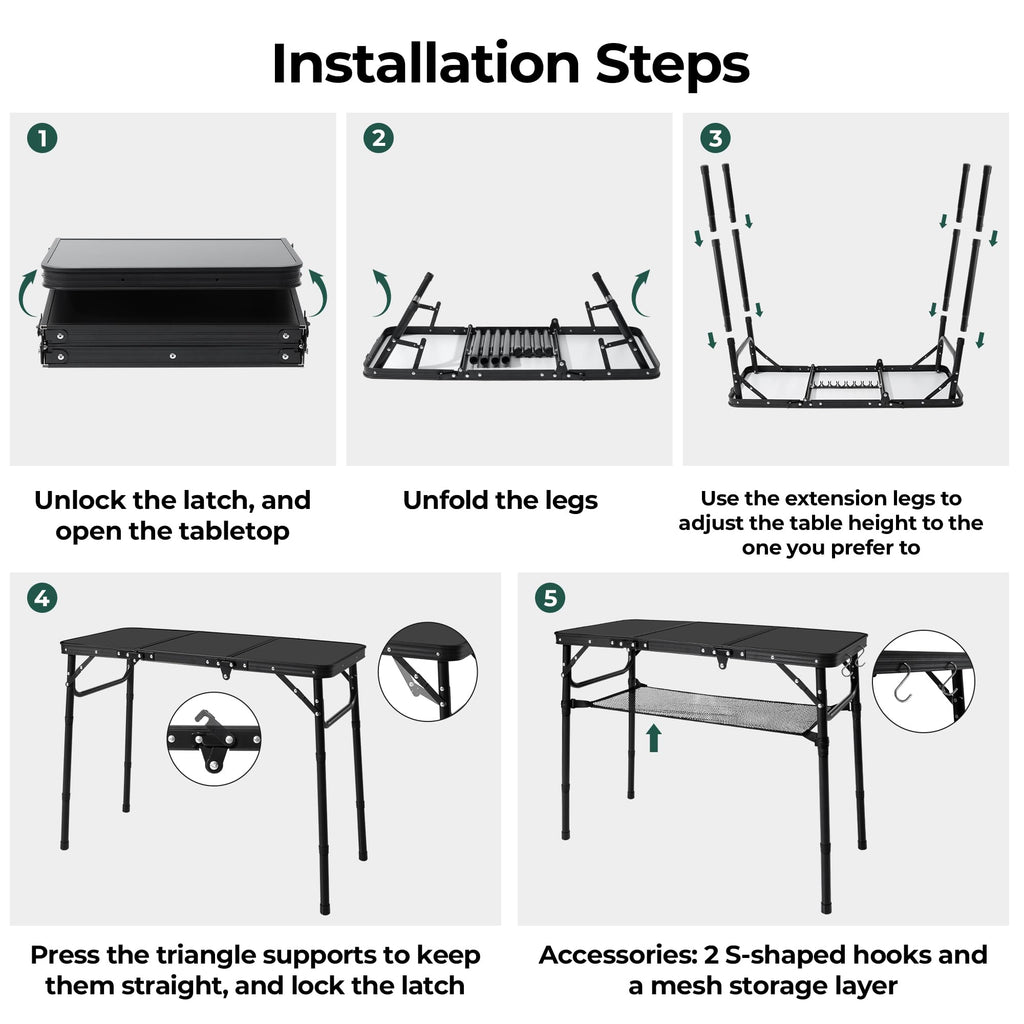 Folding Camping Table with Adjustable Height V617