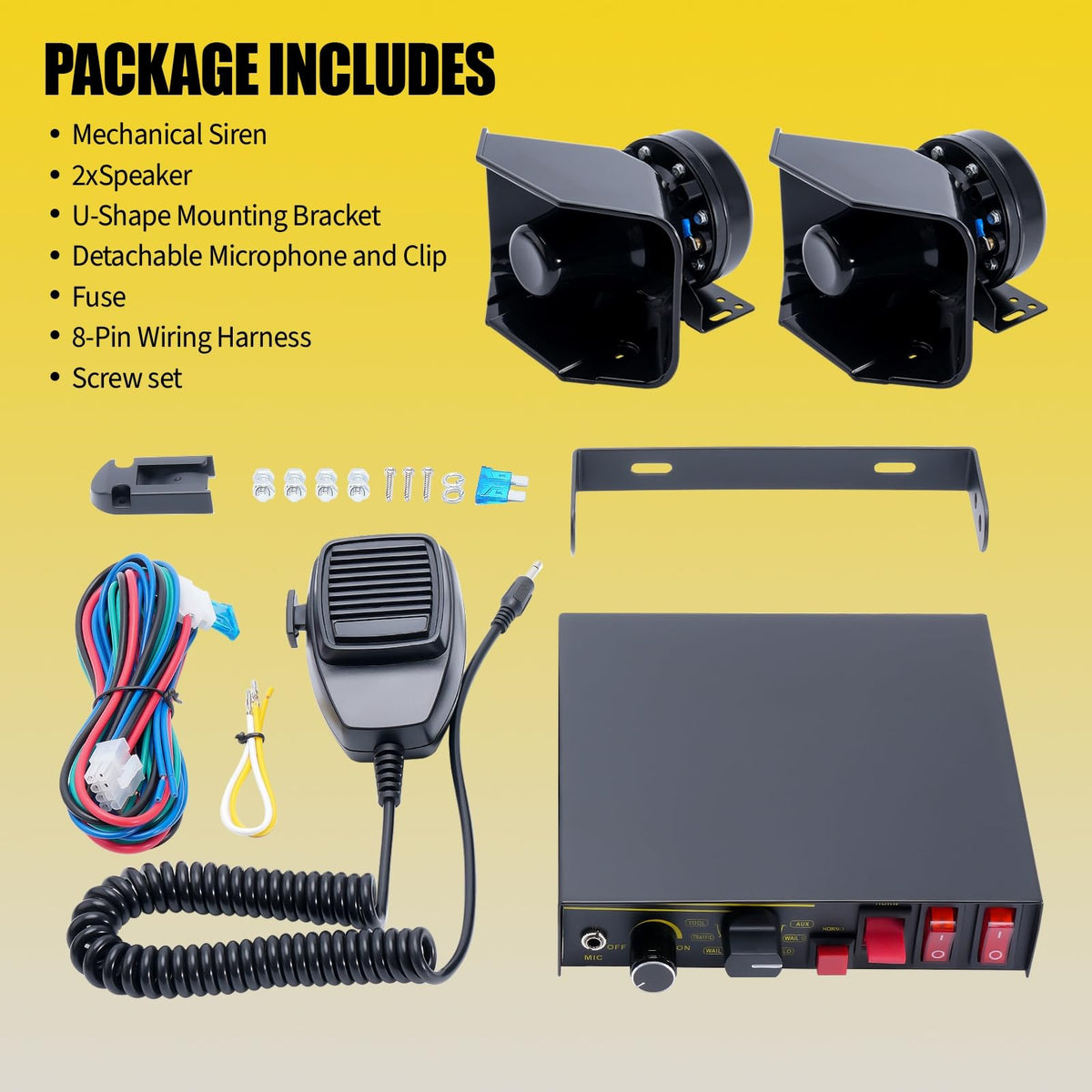 12V 400W 9 Tones Emergency Siren PA System with Microphone E549688