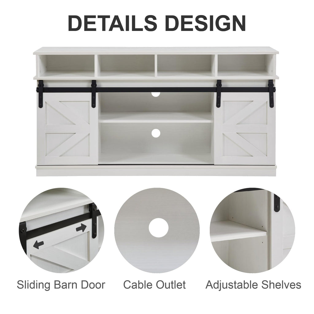 White Wood TV Stand with Adjustable Shelves S934460