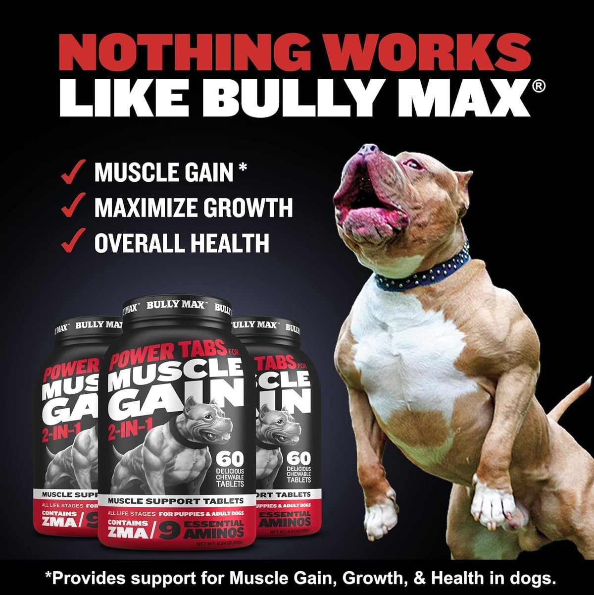 Dog Weight Gainer Chews & Muscle Builder Tablets & Liquid Muscle Builder Supplement I44147