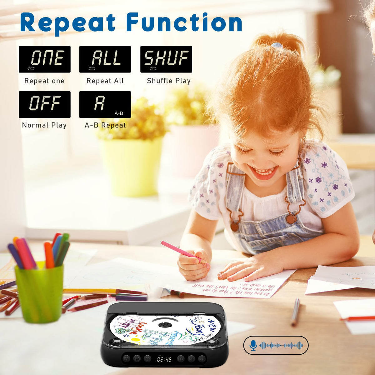 Black Portable Bluetooth CD Player W4137