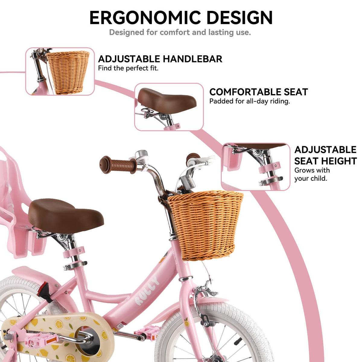 12 14 16 Inch Girls Bike with Training Wheels A544