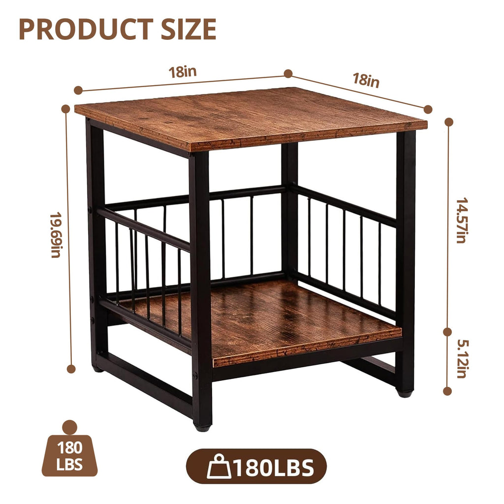 18” Square Side Table with Open Storage Shelf G8019