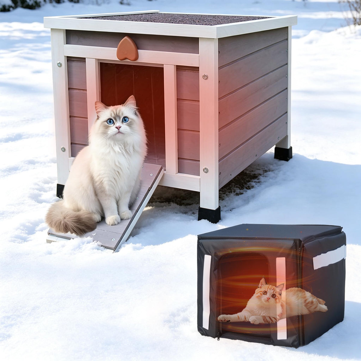 Insulated Outdoor Cat House with Liner L5186