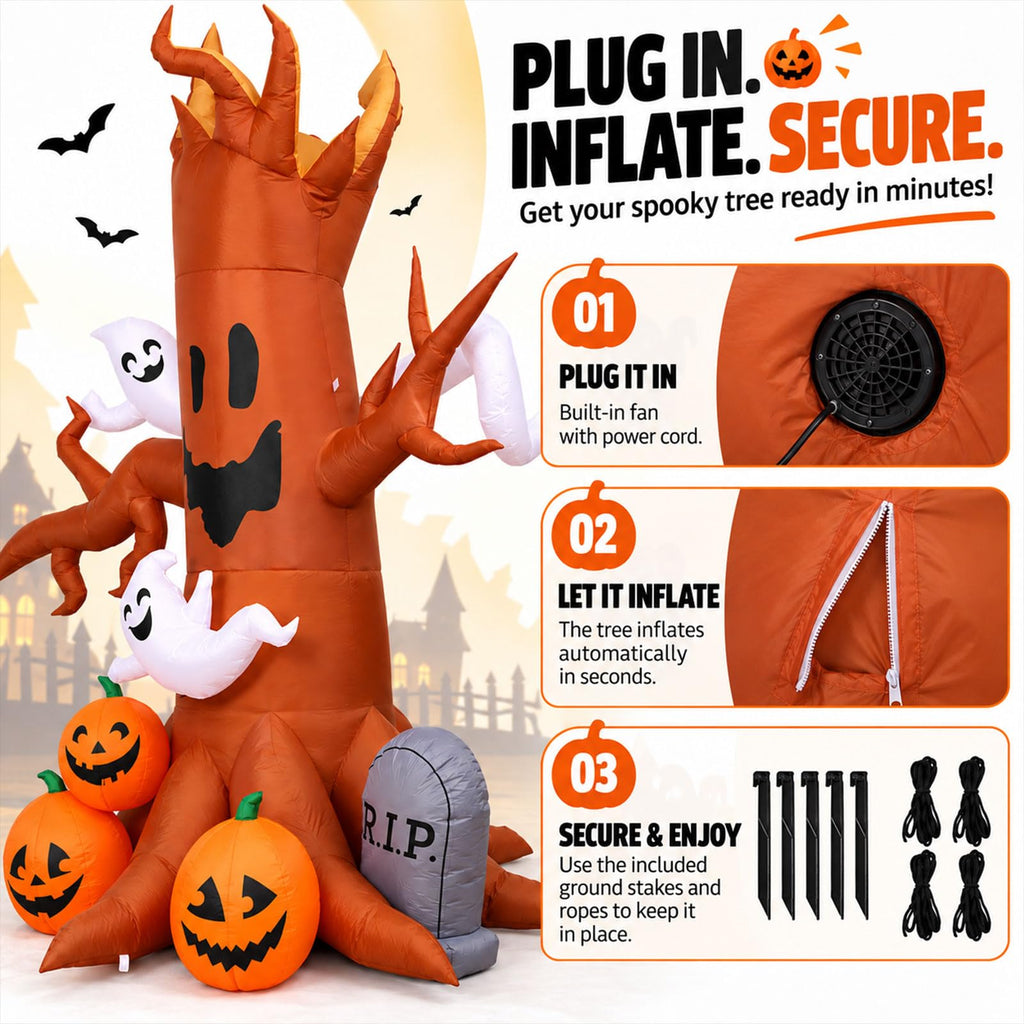 8FT Halloween Inflatable Ghost Tree Decoration X5785