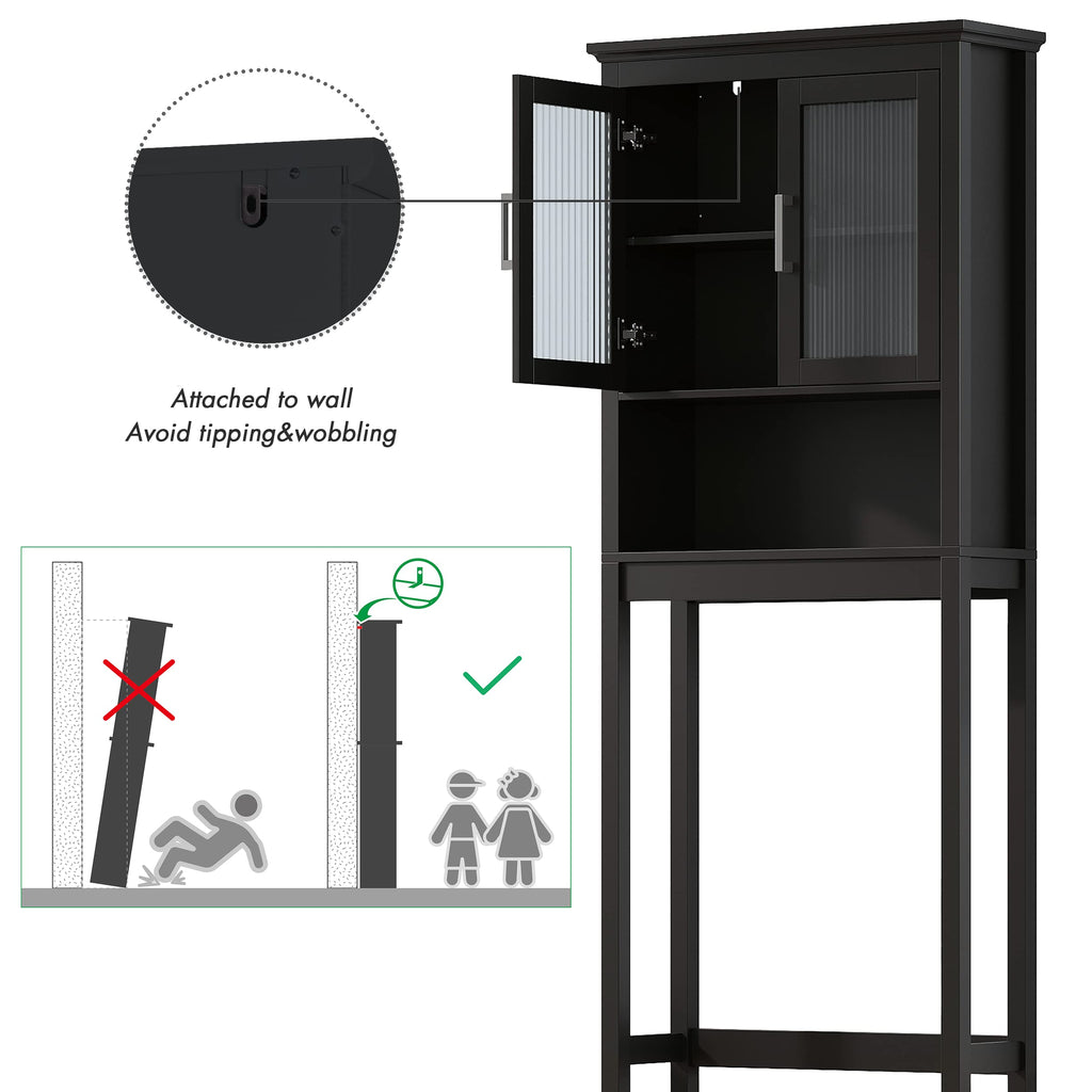 Over the Toilet Storage Cabinet with Glass Doors U201166