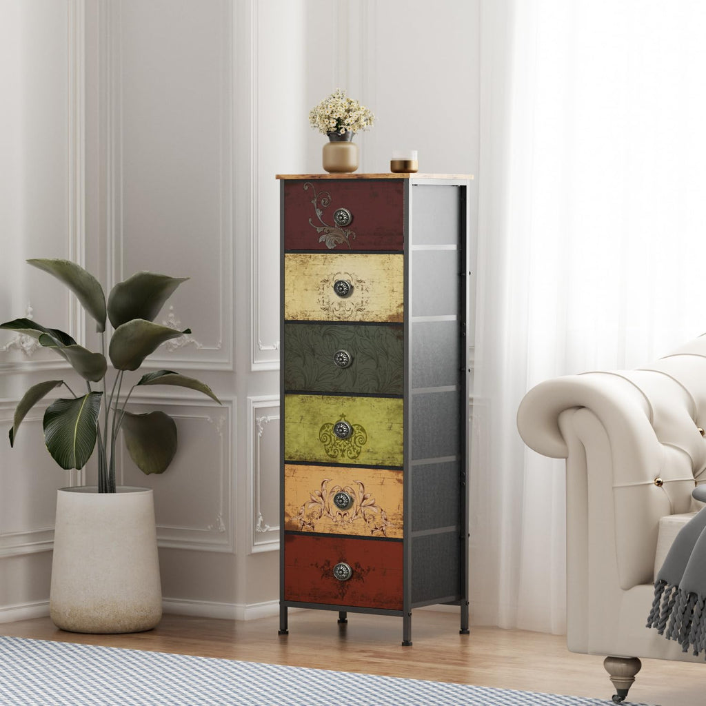 Tall 6 Drawer Fabric Dresser L688