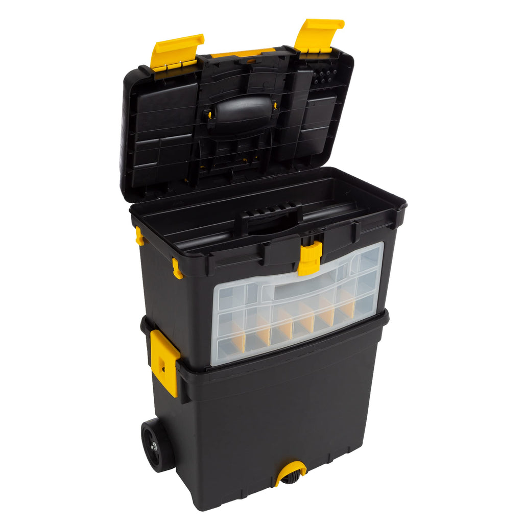 Rolling Tool Box with Wheels, Foldable Handle, and Removable Top Q5309