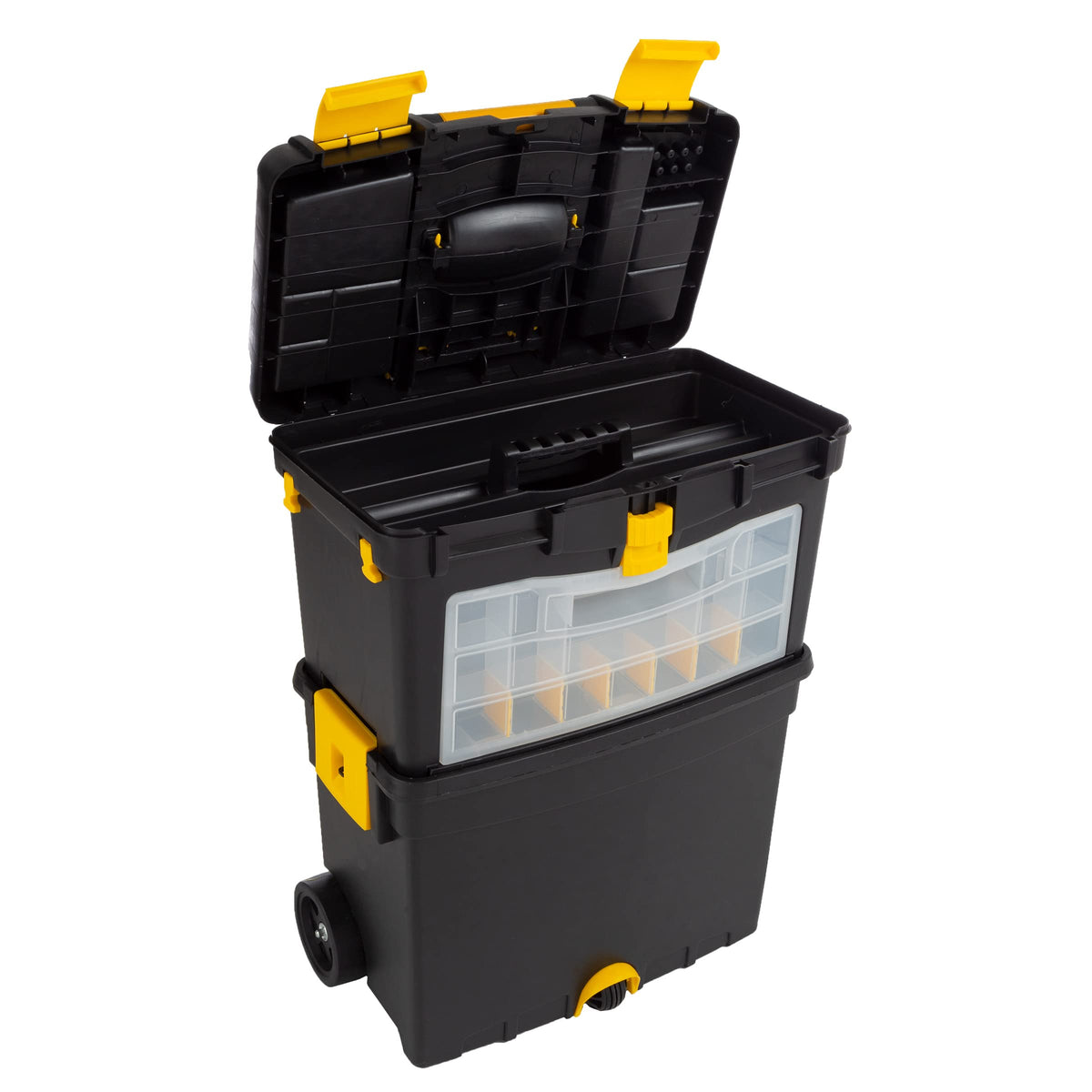 Rolling Tool Box with Wheels, Foldable Handle, and Removable Top Q5309