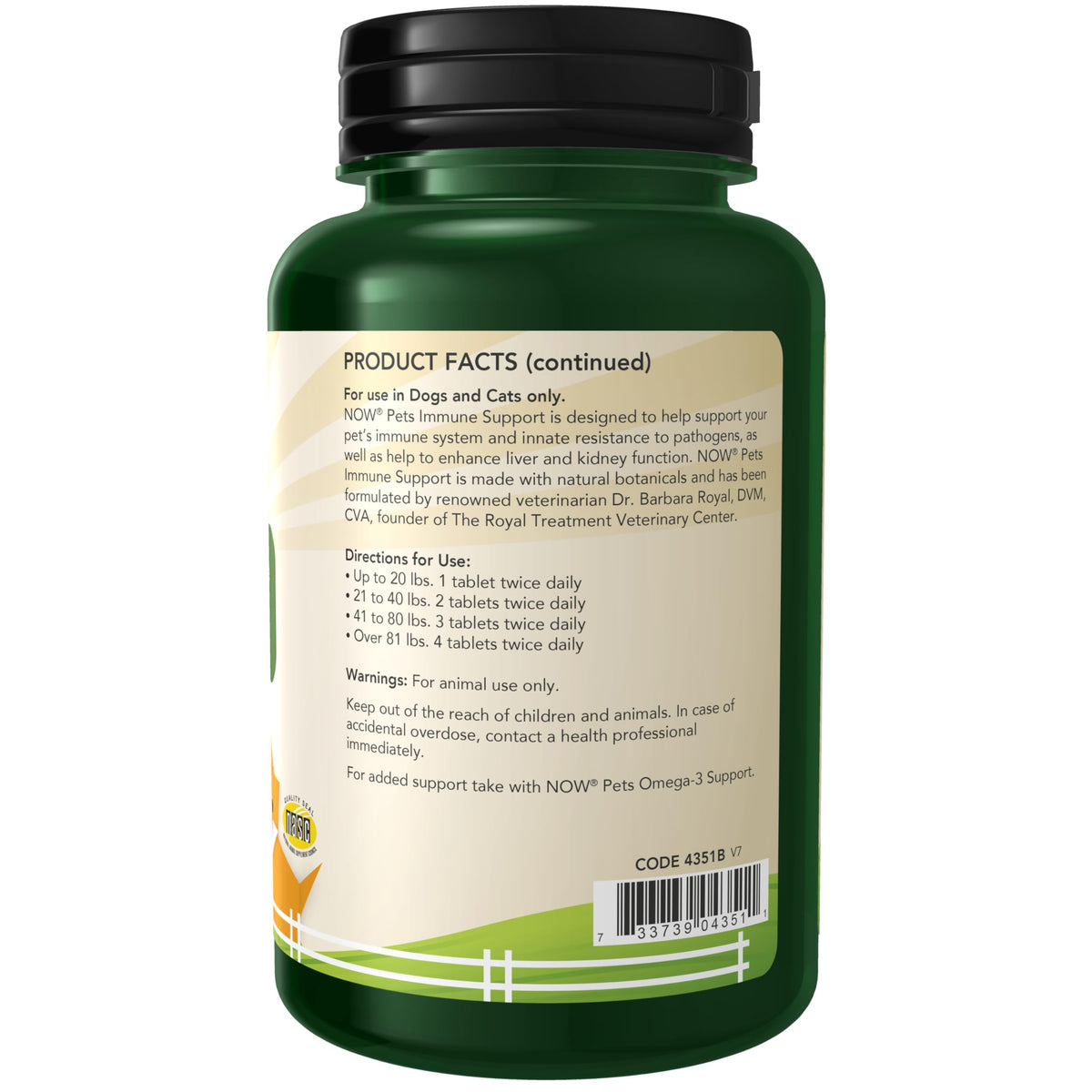 Immune Support Supplement for Cats & Dogs 90 Chewable Tablets I1002