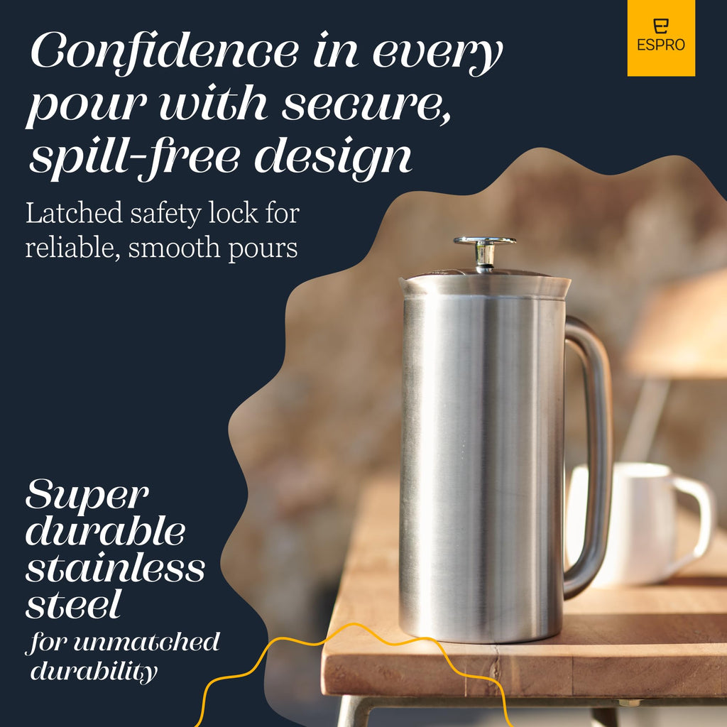 18oz Brushed Stainless Steel French Press J436