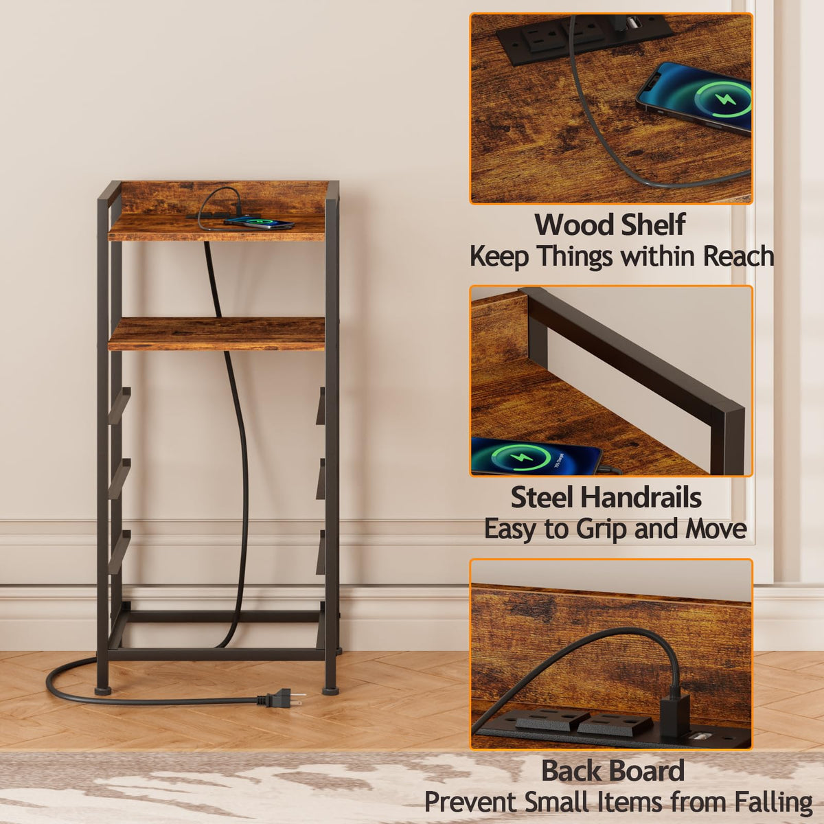 4 Drawer Night Stand with Charging Station P841