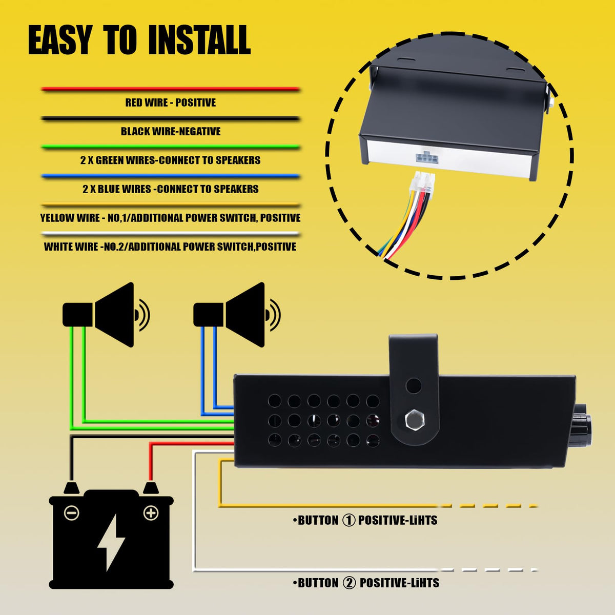 12V 400W 9 Tones Emergency Siren PA System with Microphone E549688
