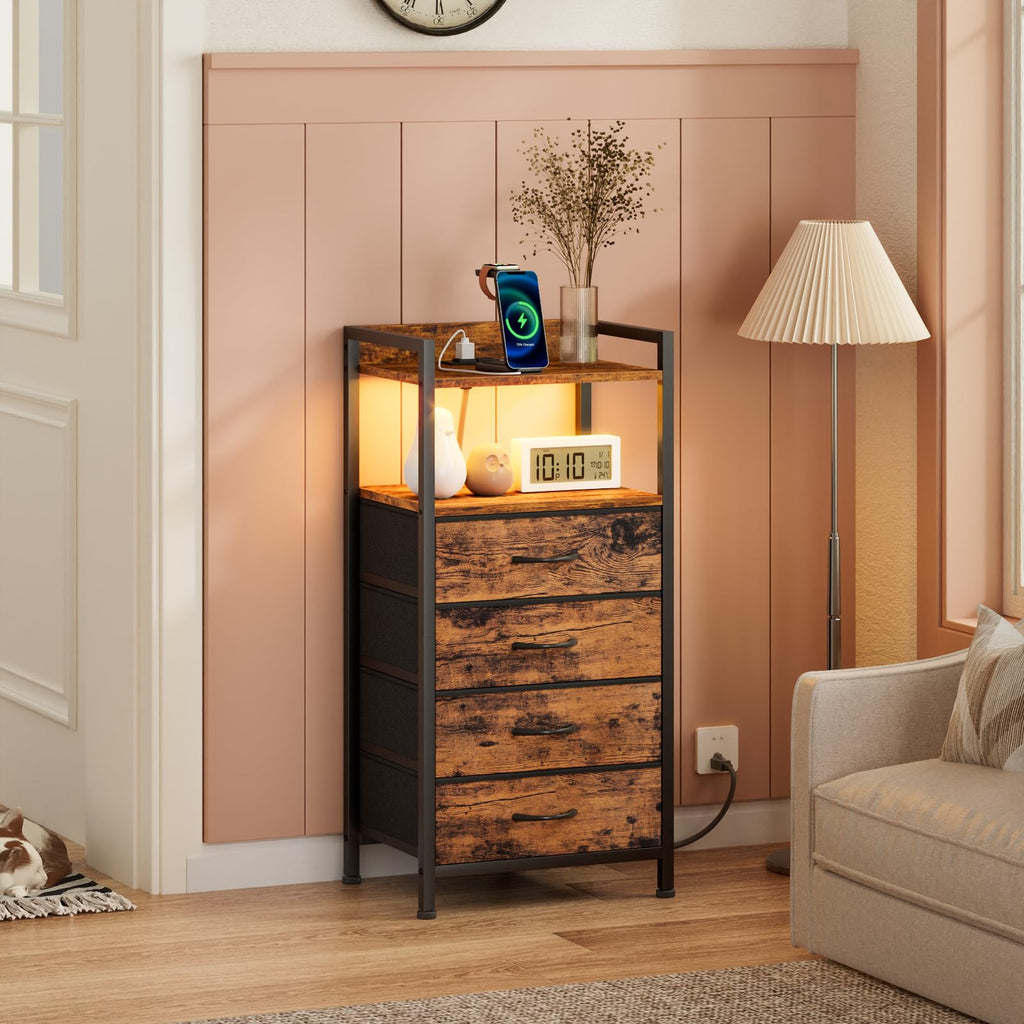 4 Drawer Night Stand with Charging Station P841