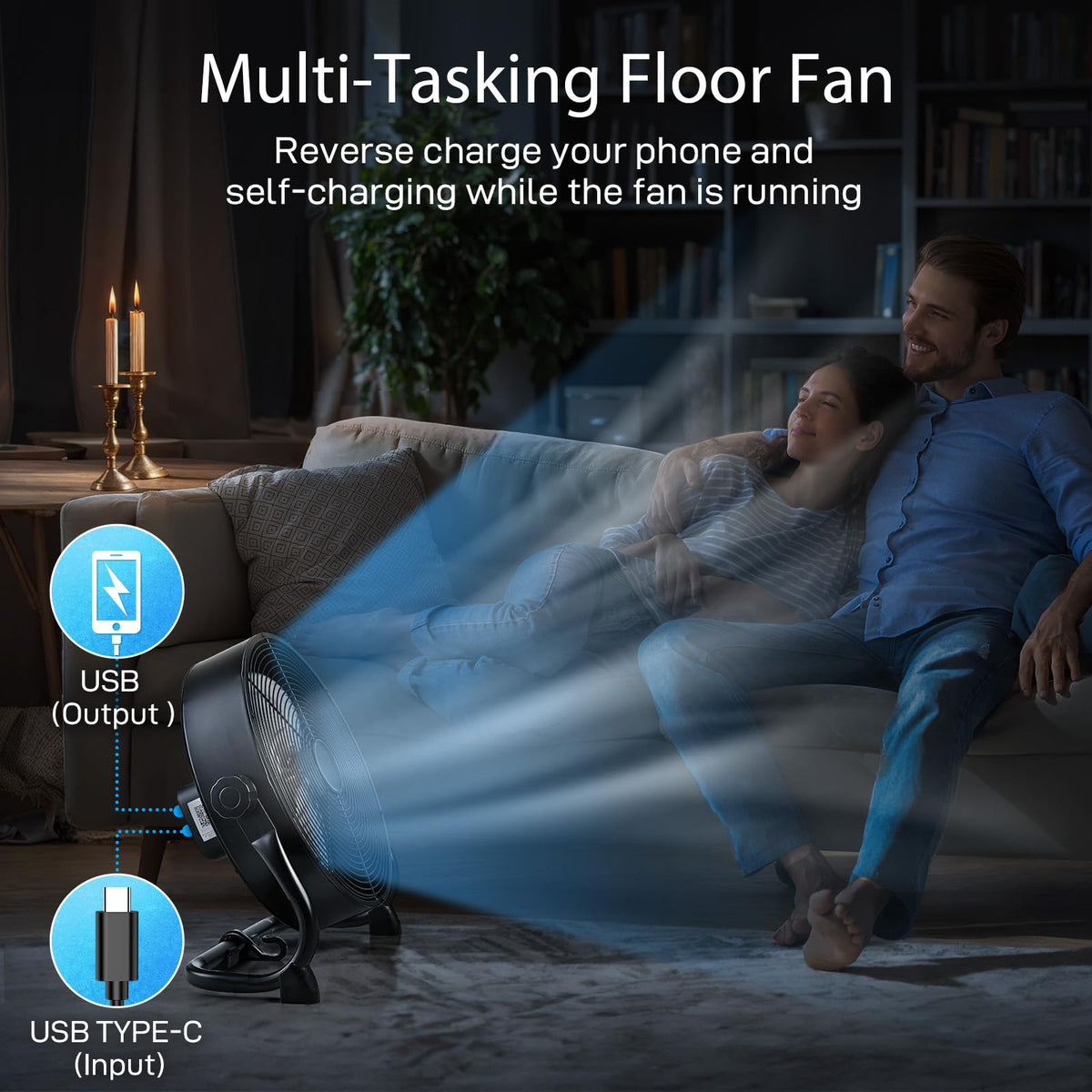 12" Rechargeable Battery Powered Portable Outdoor Fan B547