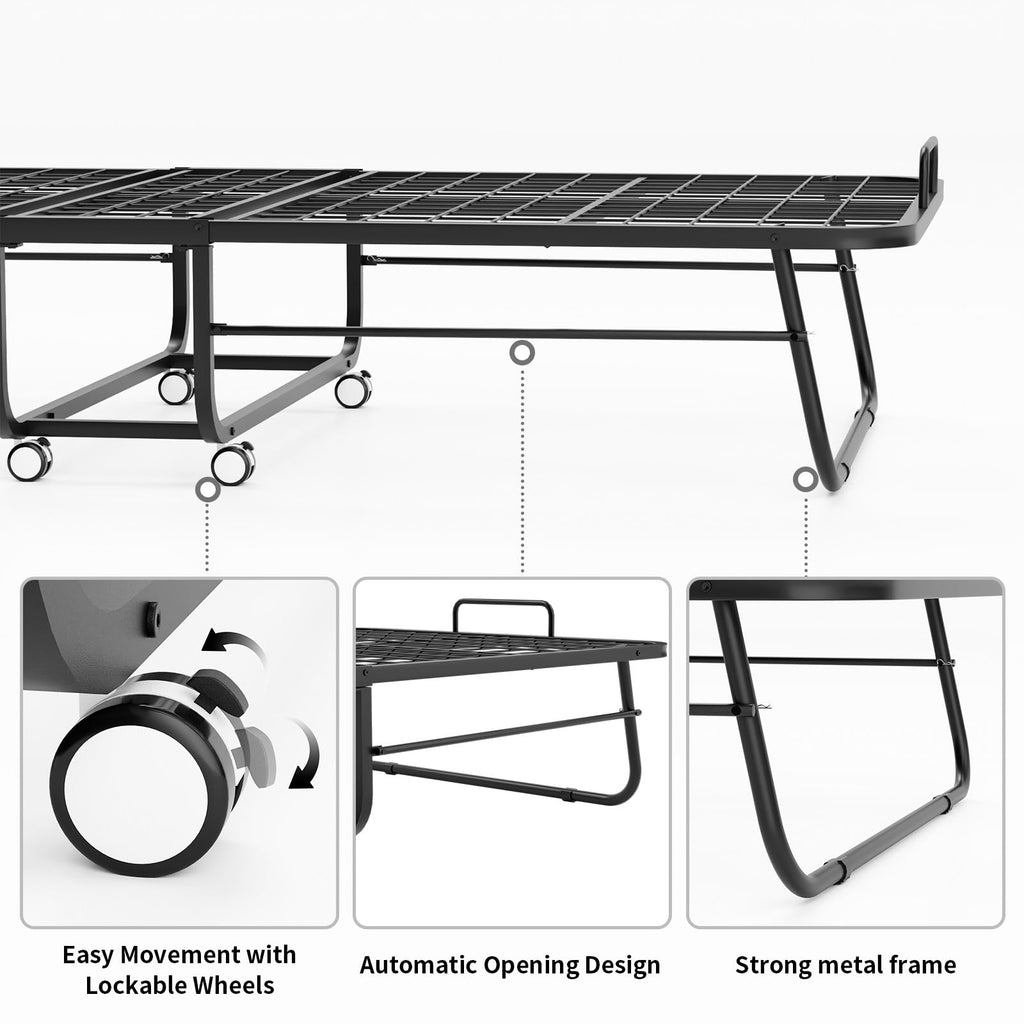 Folding Bed with Mattress 75''x31'' 5 Inch Memory Foam Metal Frame C5850