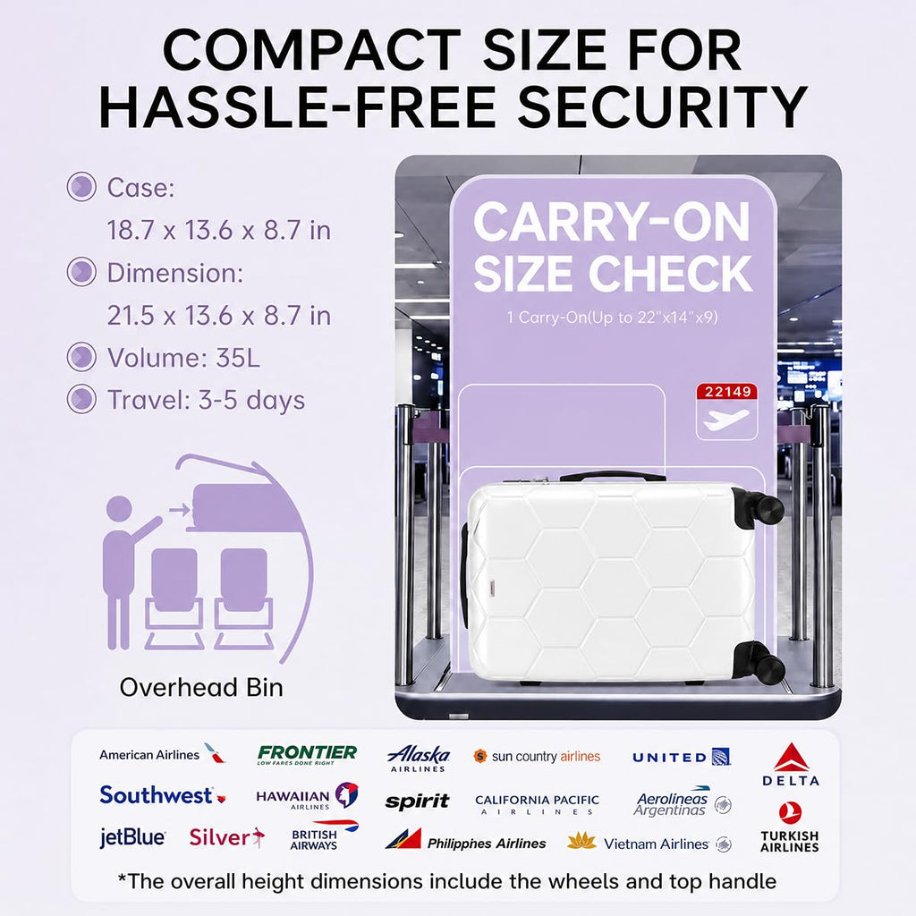 20 Inch Hardshell Expandable Carry On Luggage with TSA Lock E5429