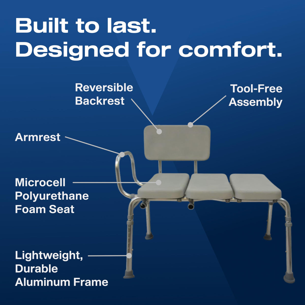 Padded Transfer Bench 300 lbs Capacity Height Adjustable H115409