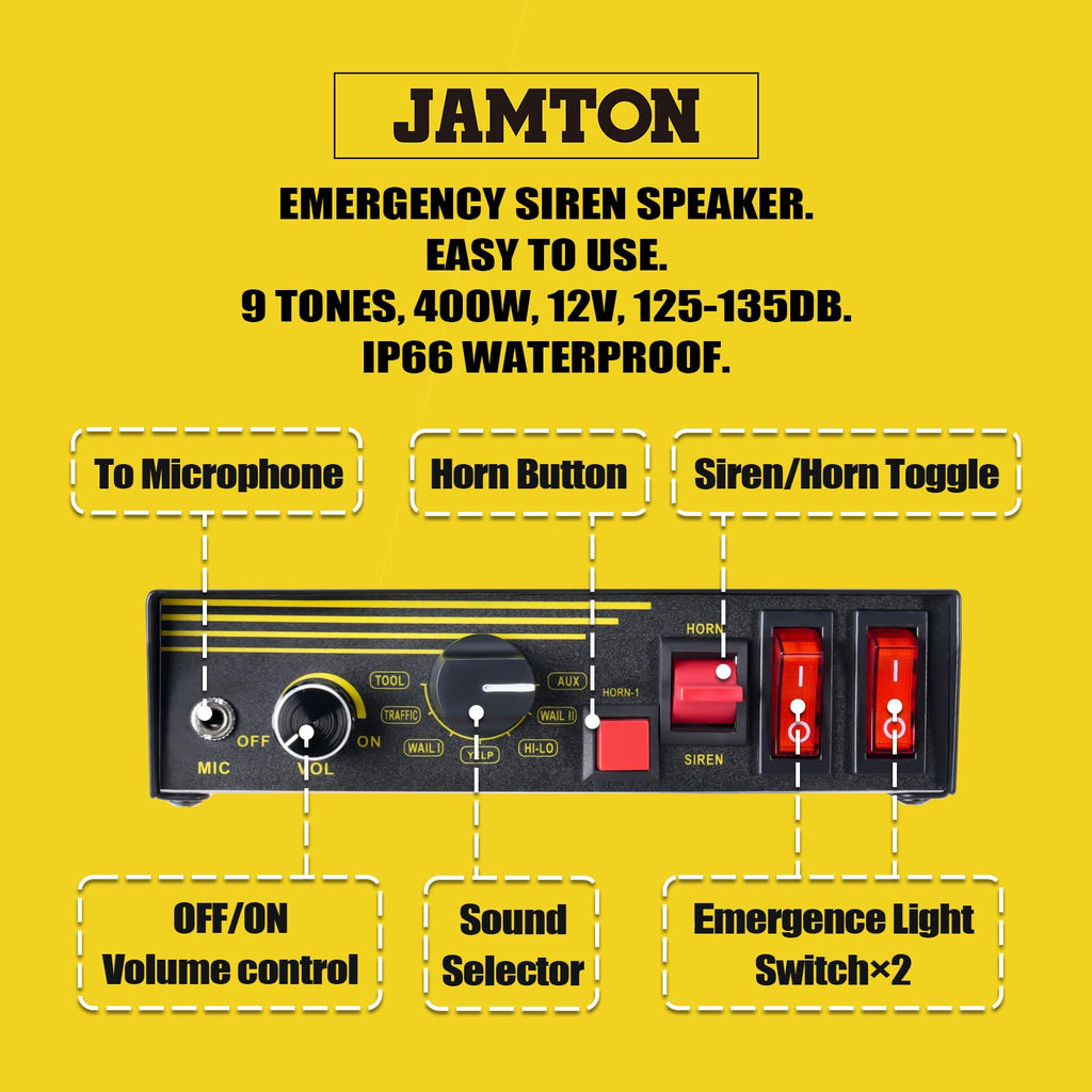 12V 400W 9 Tones Emergency Siren PA System with Microphone E549688