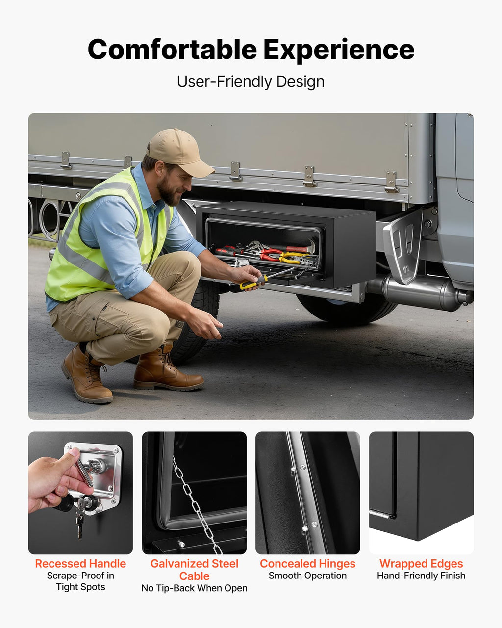 Underbody Truck Tool Box 27 x 10 x 10 Inch Heavy Duty Steel with Lock & Keys Black N23147