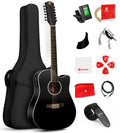 12 String Acoustic Electric Guitar Spruce Top Bone Nut Black Matte E148