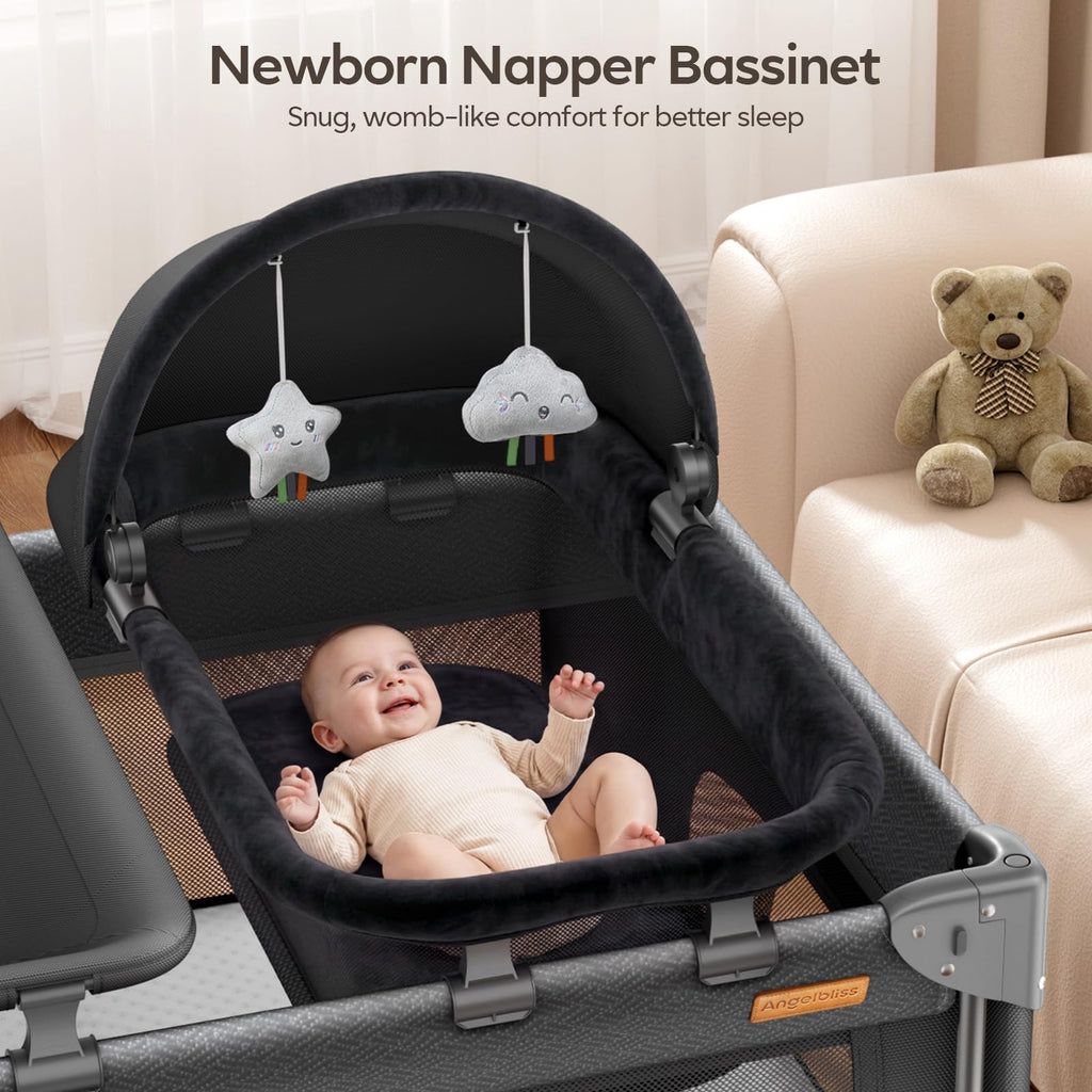 5-in-1 Baby Bassinet Bedside Crib with Changing Table X30755