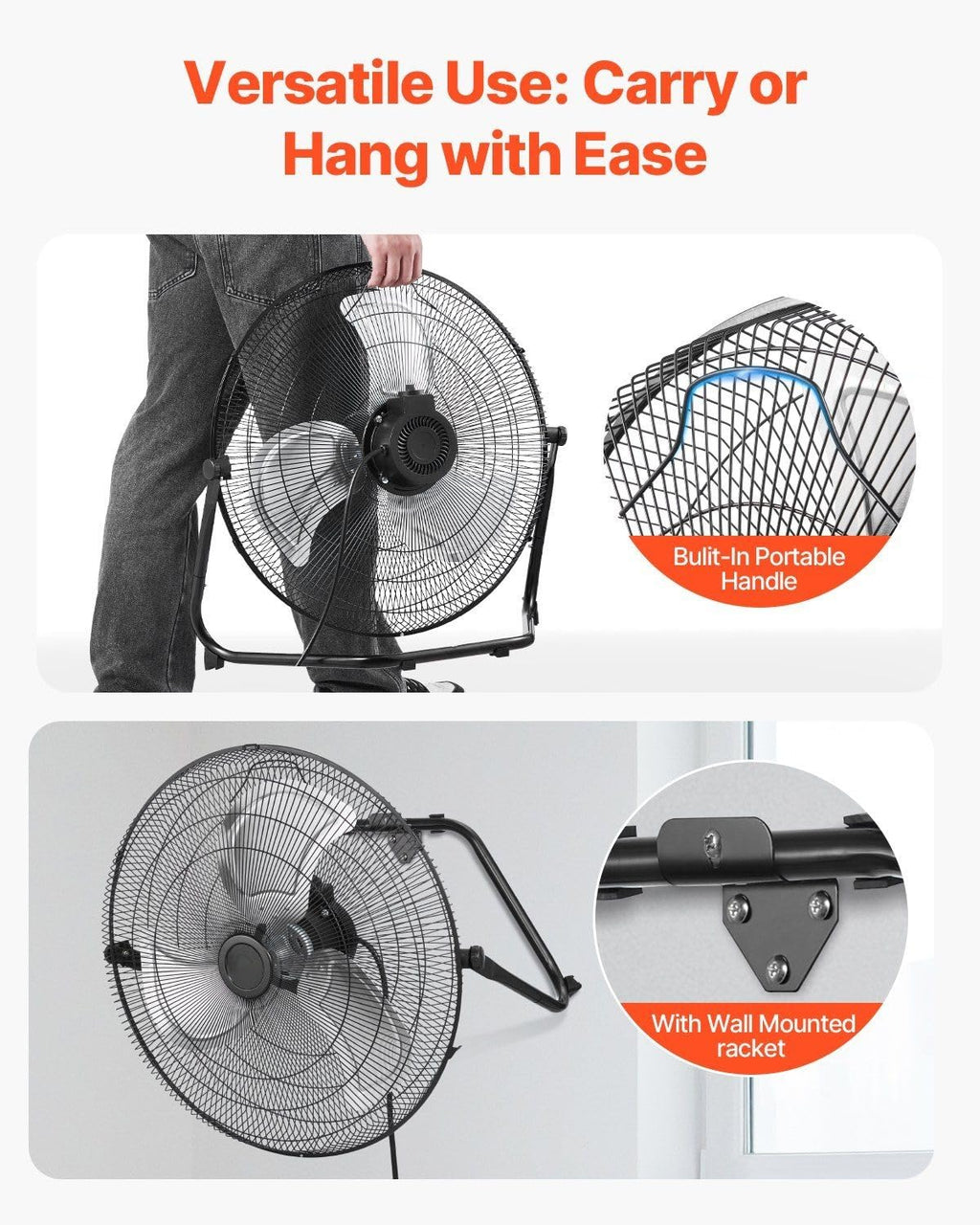 20 Inch 3 Speed Metal Floor Fans 2-Pack D953