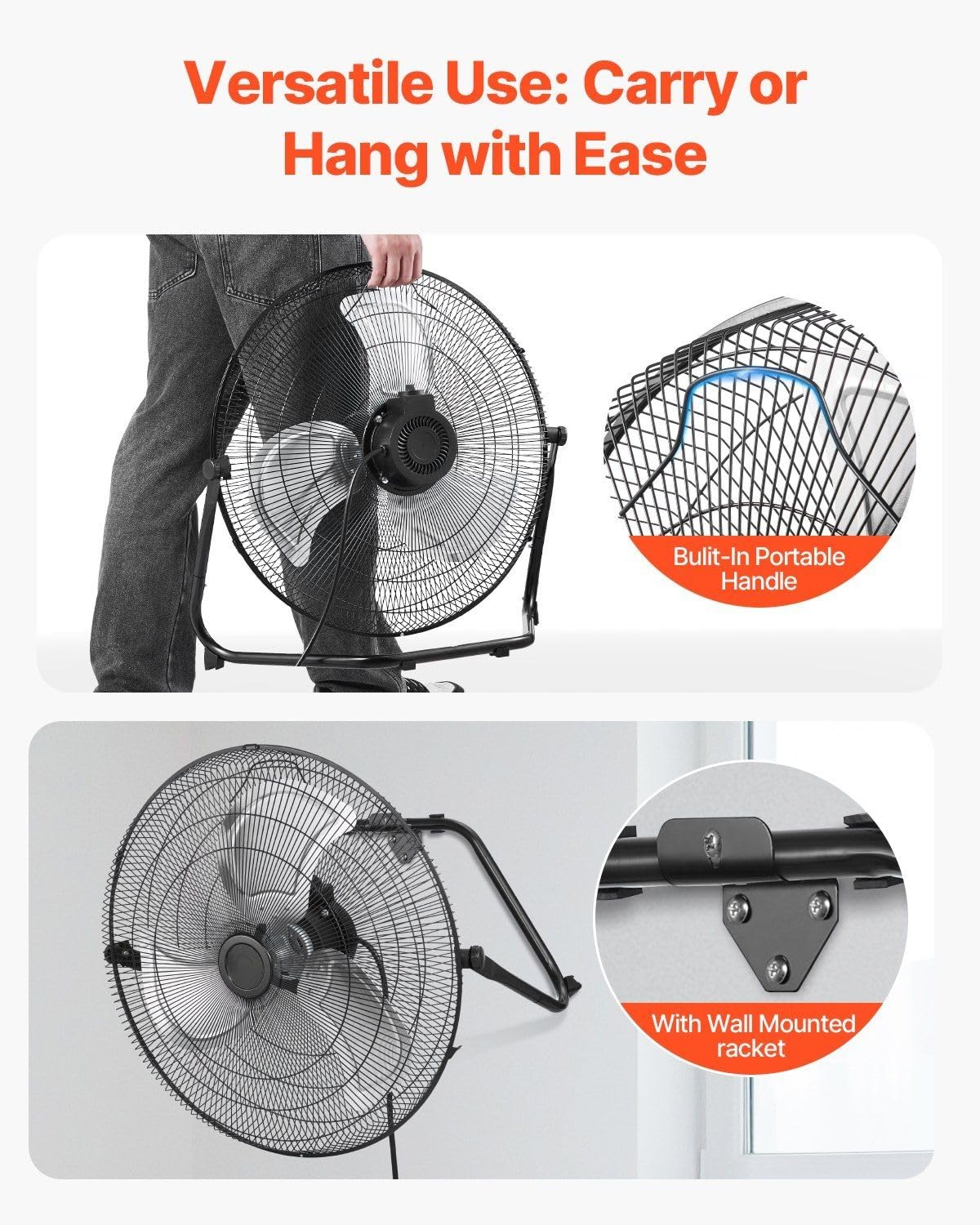 20 Inch 3 Speed Metal Floor Fans 2-Pack D953