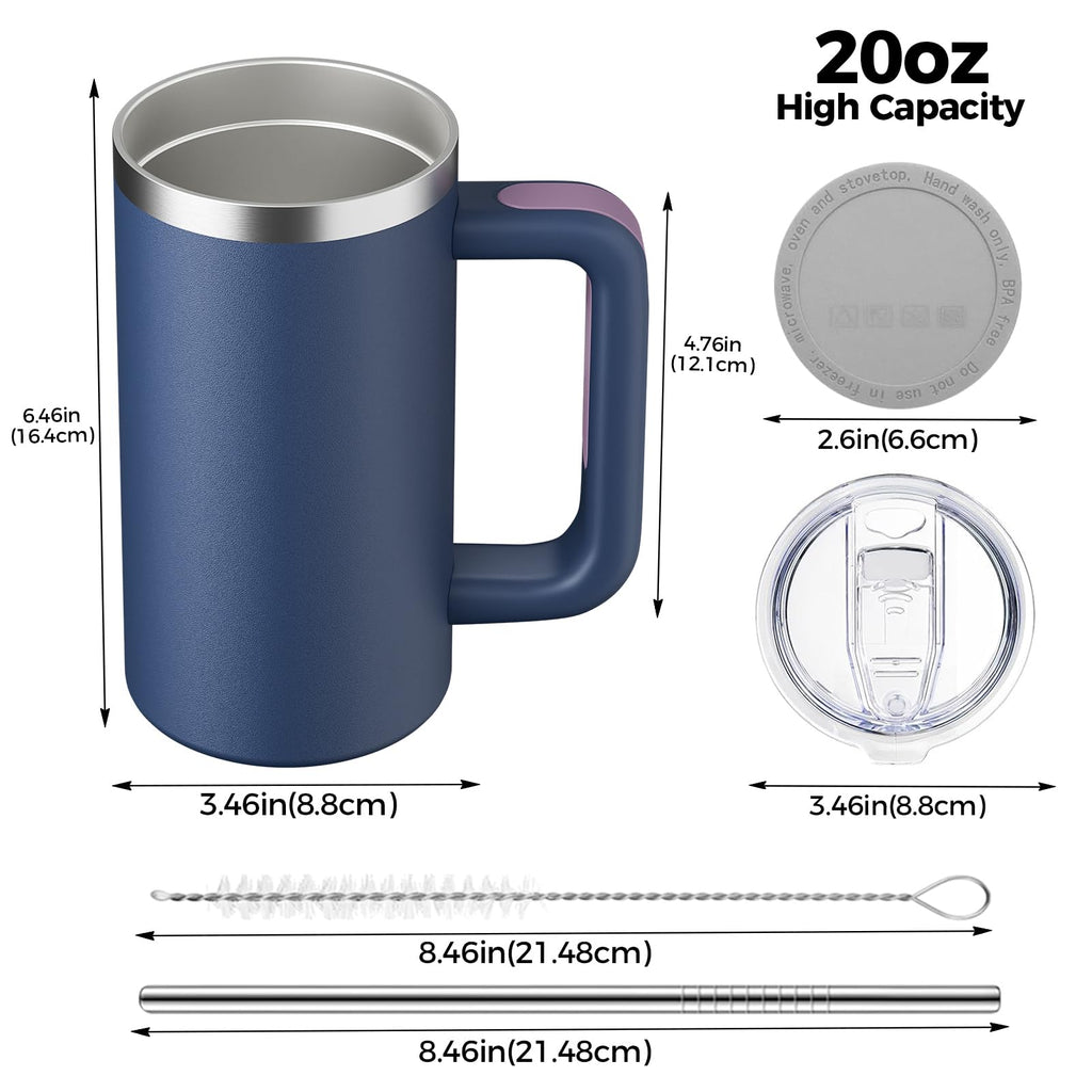 20oz Insulated Coffee Mug With Handle Ocean Blue O37002