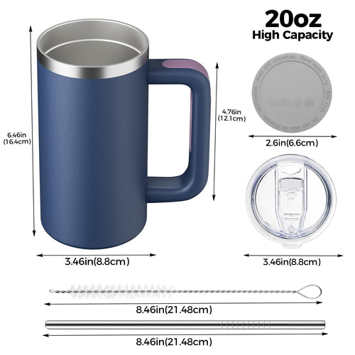 20oz Insulated Coffee Mug With Handle Ocean Blue O37002