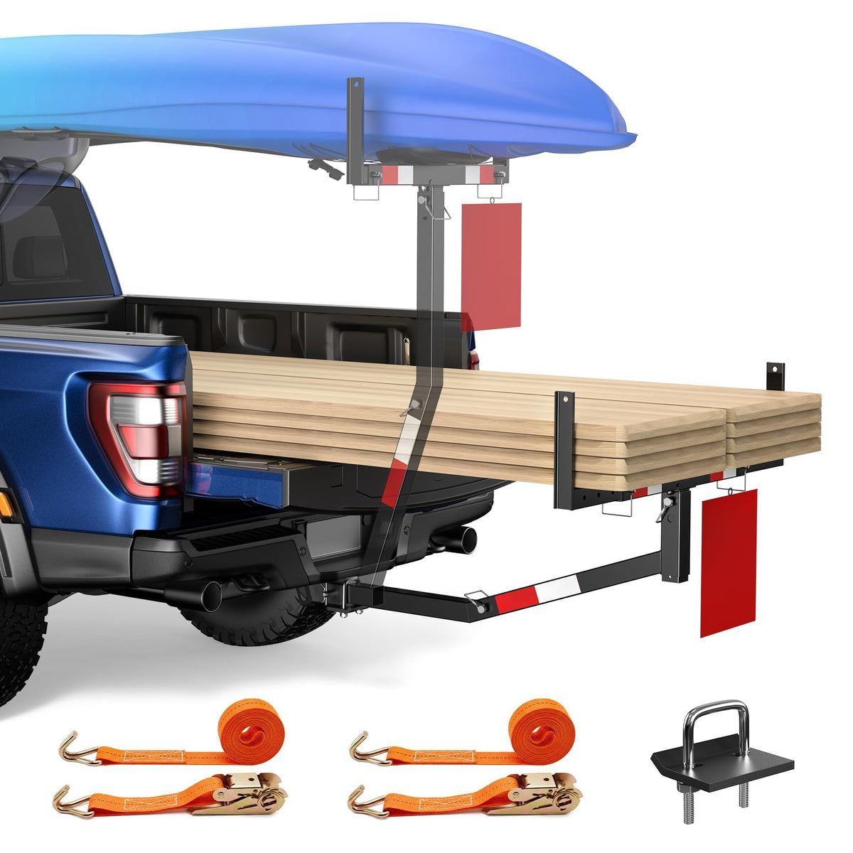 Truck Bed Extender Hitch Mount with Flag E8738