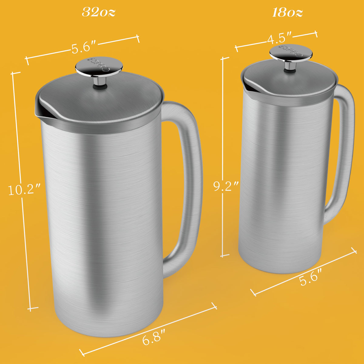 18oz Brushed Stainless Steel French Press J436