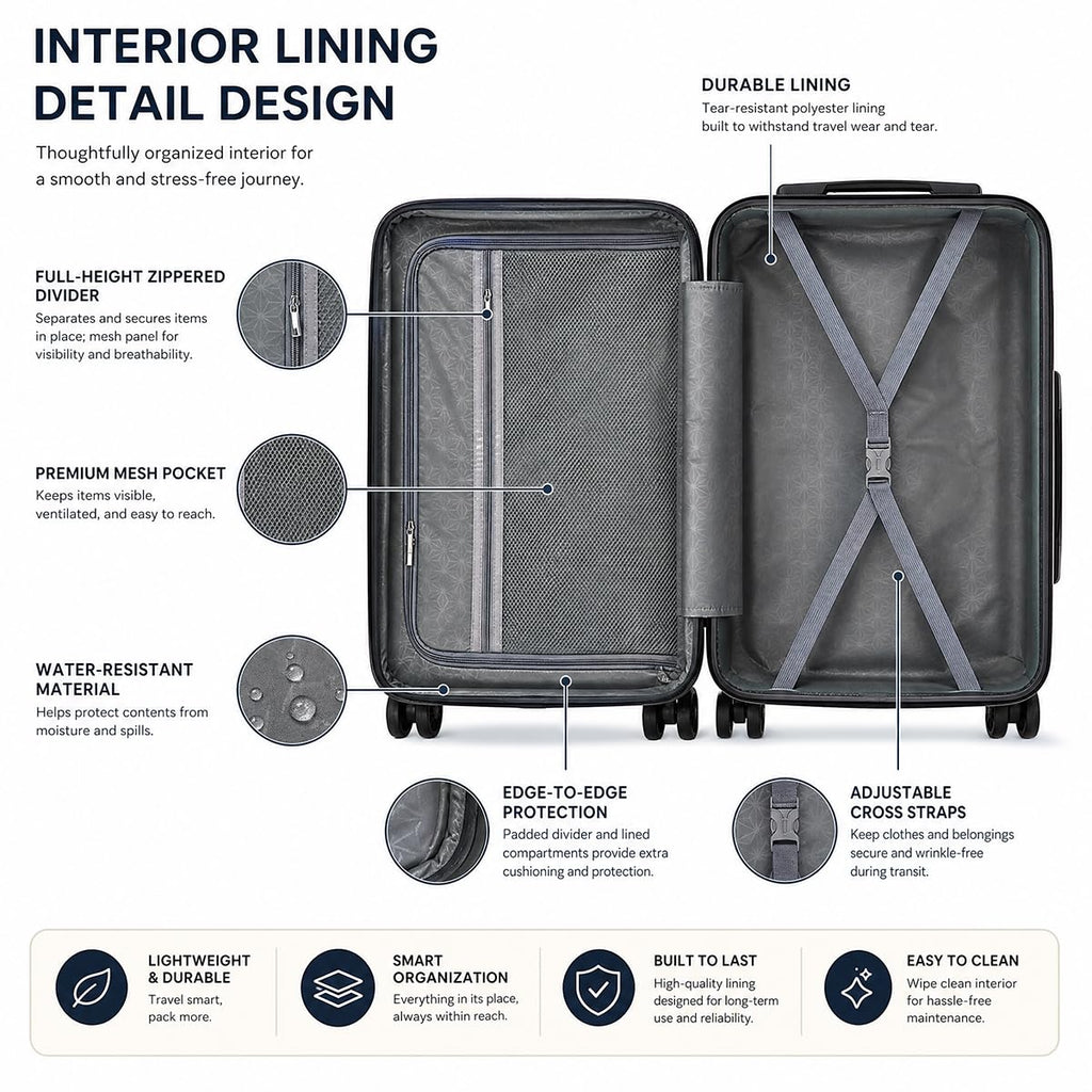 20 Inch Hardshell Expandable Carry On Luggage with TSA Lock E5429