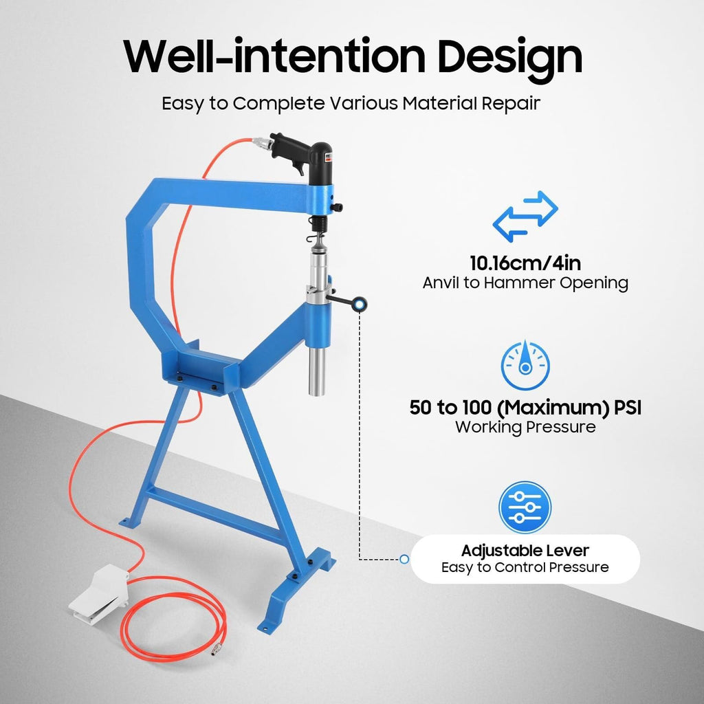 4 Inch Pneumatic Planishing Hammer with Cast Iron Stand and Foot Pedal F222124