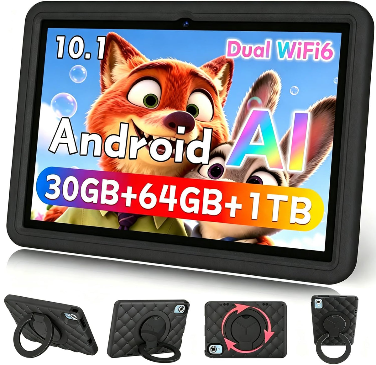 10.1 Inch Kids Tablet 64GB ROM Octa-Core Anti-Blue Light Screen Black Z794