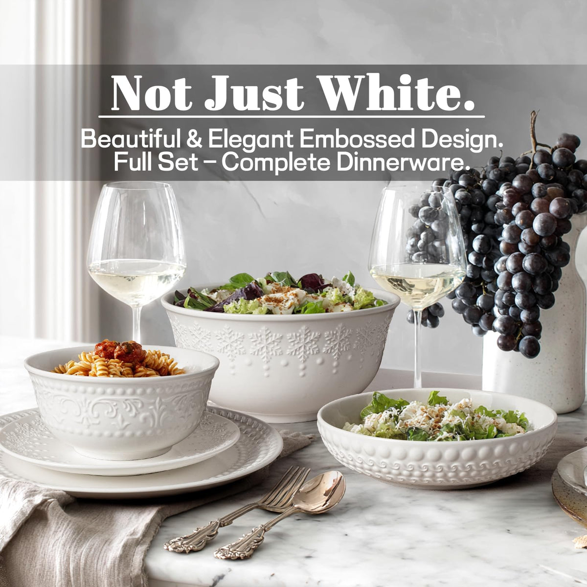 White 32oz Ceramic Pasta Bowls Set of 4 G166831