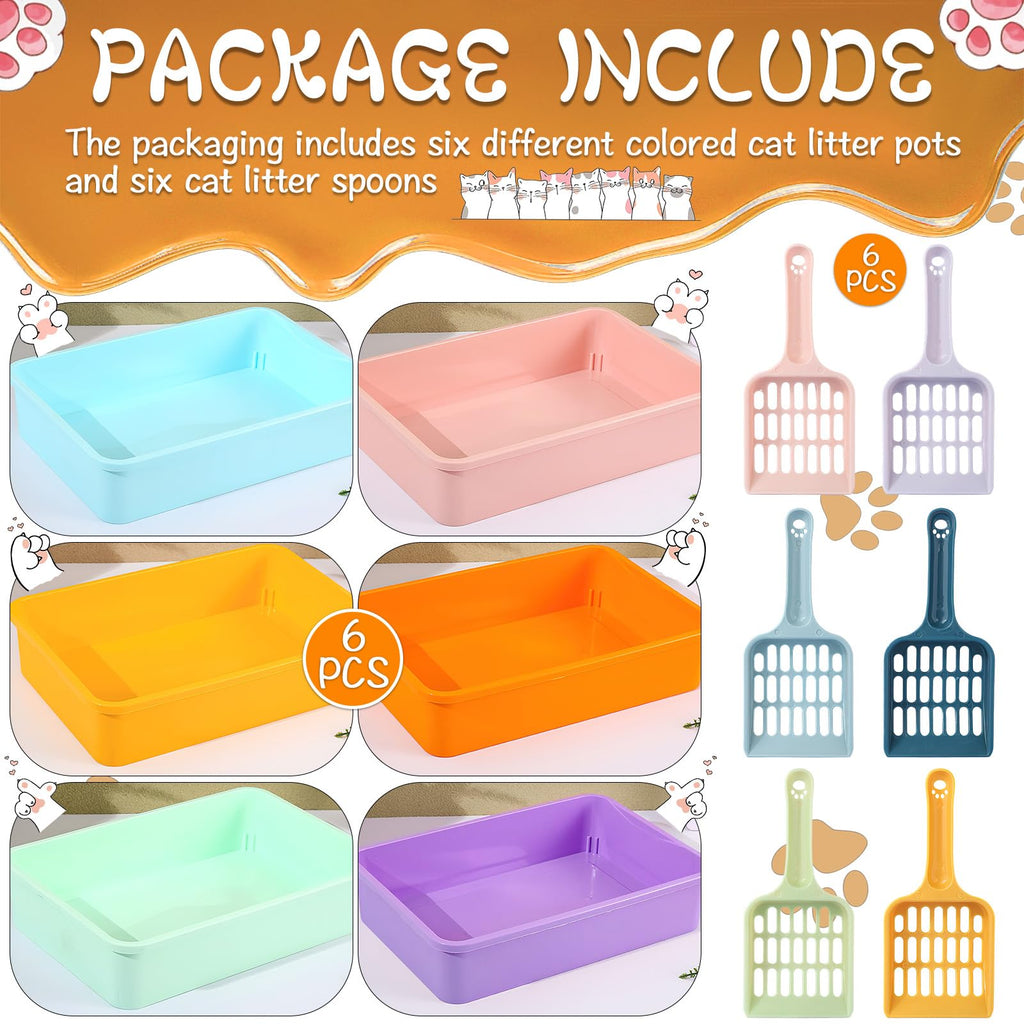 6 Pcs Plastic Kitten Litter Box Set with Scooper Q81750