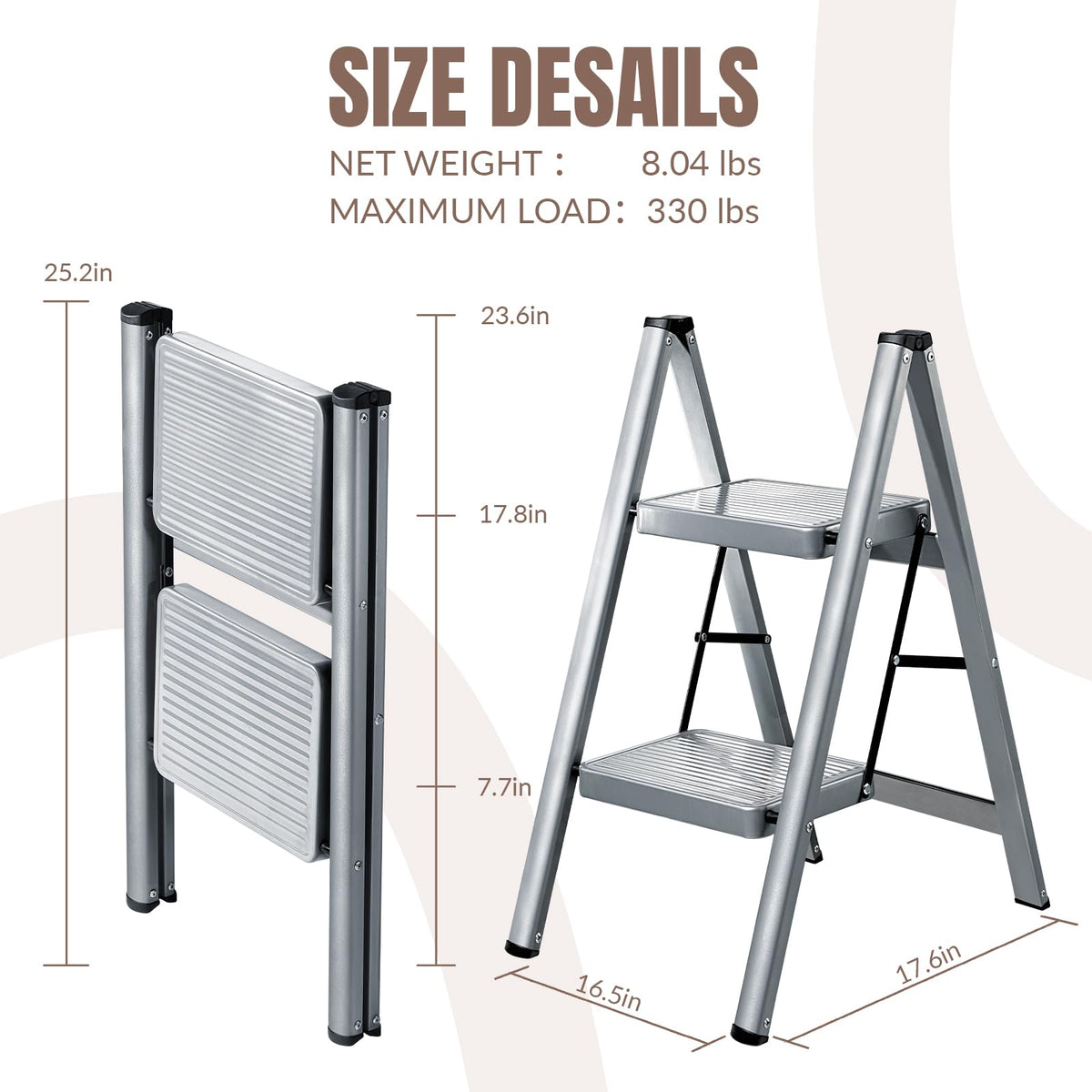 2 Step Steel Folding Step Stool P46239